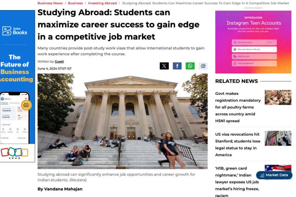 Studying Abroad: Students can maximize career success to gain edge in a competitive job market