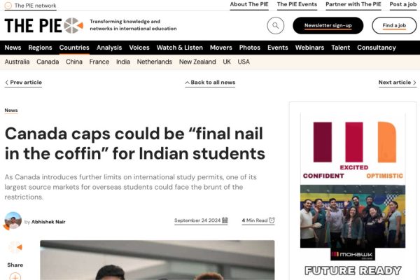 Canada caps could be “final nail in the coffin” for Indian students